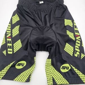 SPOONEED Men's Cycling Shorts - Black and Green Padded Compression